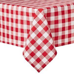 Pioneer Woman Charming Check Tablecloth Red White 60 x 84 Cotton Blend Kitchen